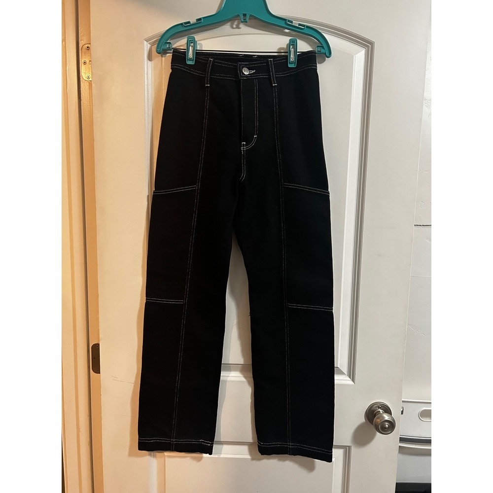 Simon Miller Black Contrast Stitch Carpenter cargo jeans Straight 26